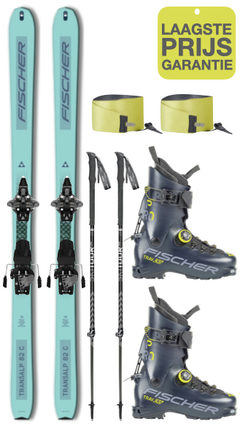 TRANSALP 82 CARBON + TOUR CLASSIC ST PIN BINDING + VELLEN/ SKINS + TRAVERS PRO Boa tour skischoenen + stokken