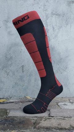 Skisokkken Light compressie 50% Dryarn - zwart/rood